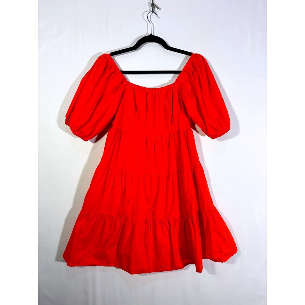 Peasant Regency Boho Romantic Sim & Sam Tiered Puff Sleeve Dress Women Medium